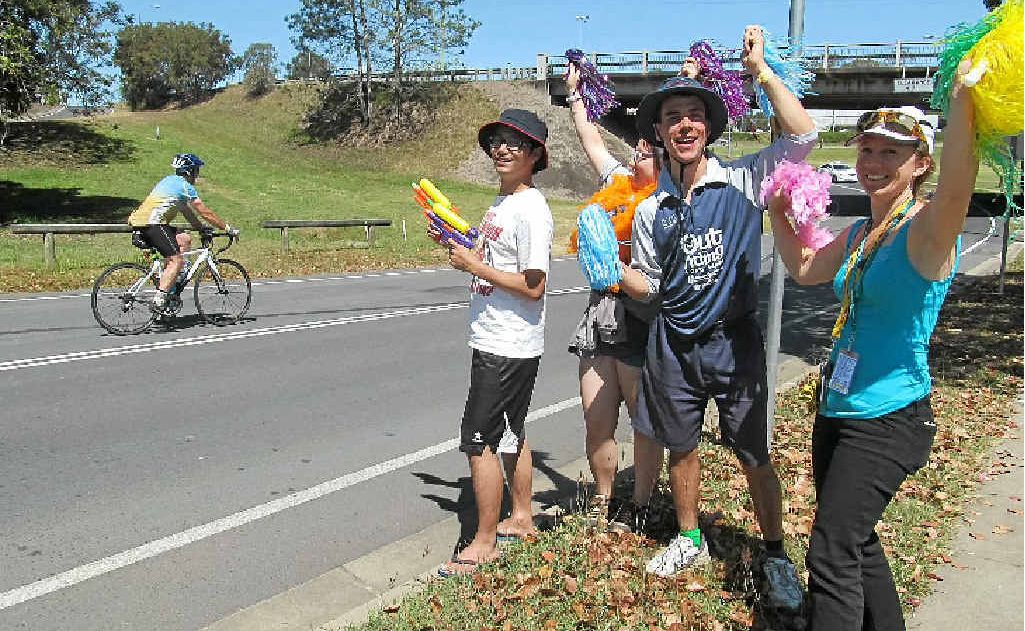 Bicycle Queensland's Emma Burrows (right) with volunteers Jason Guan, Grace Guo and Simon Gleeson. Bicycle Queensland's Emma Burrows (right) with volunteers Jason Guan, Grace Guo and Simon Gleeson.